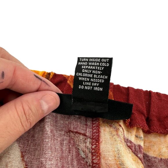 NYCC Floral Button-Front Skirt XL Red Orange Purple Linen Blend Tropical Maxi - Picture 5 of 16